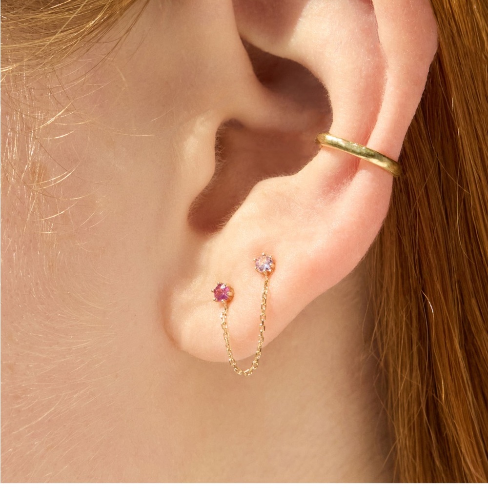 Double Pink Sapphire Draped Earring - Picture 2 of 6